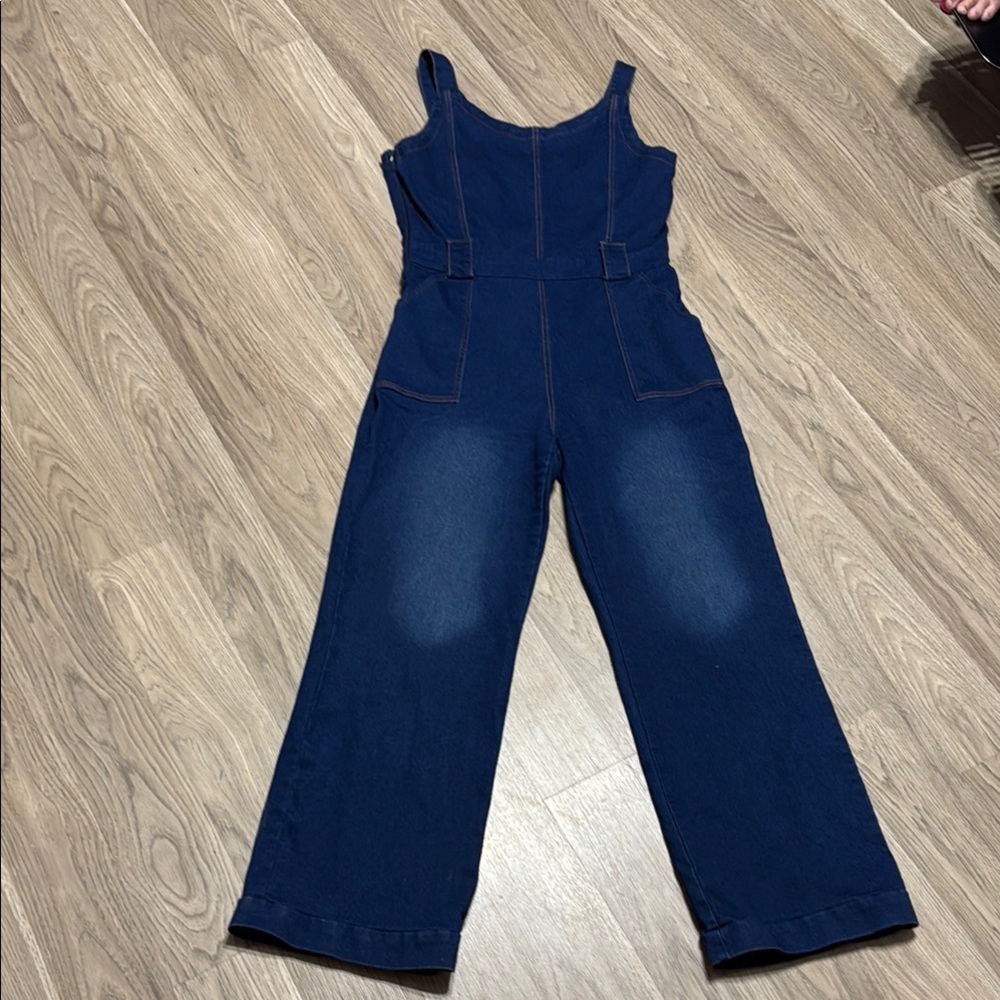 Blue Jumpsuit Classic Style Straight Leg